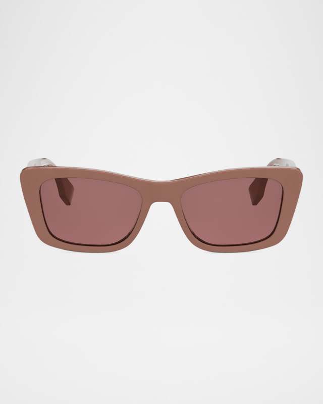 Lettering Acetate Rectangle Butterfly Sunglasses